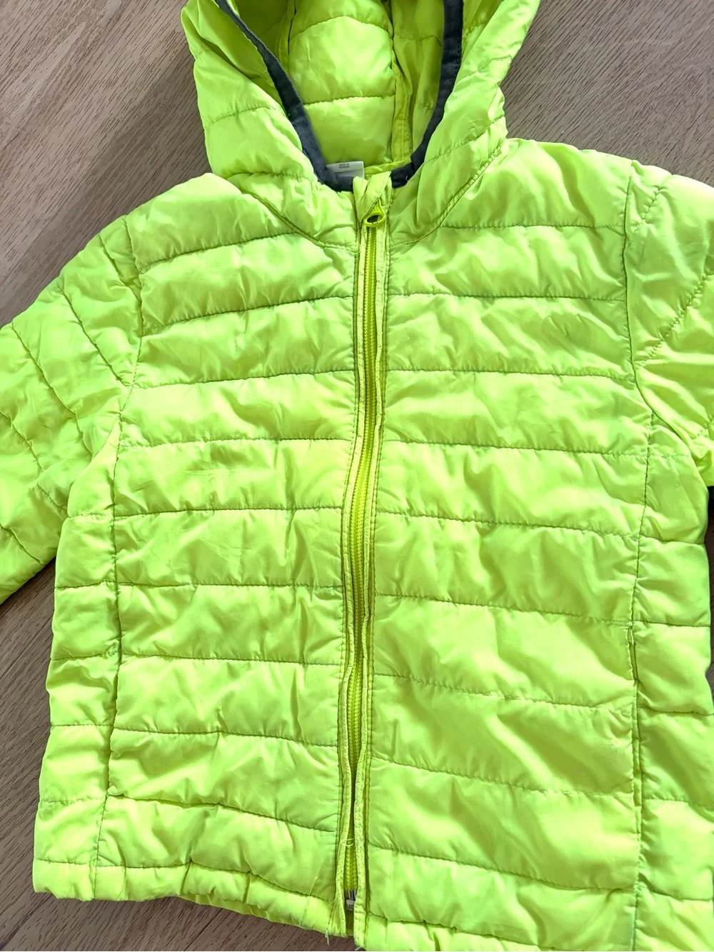 Baby Gap Toddler 3T Neon Yellow/Green Quilted Hooded Puffer Jacket